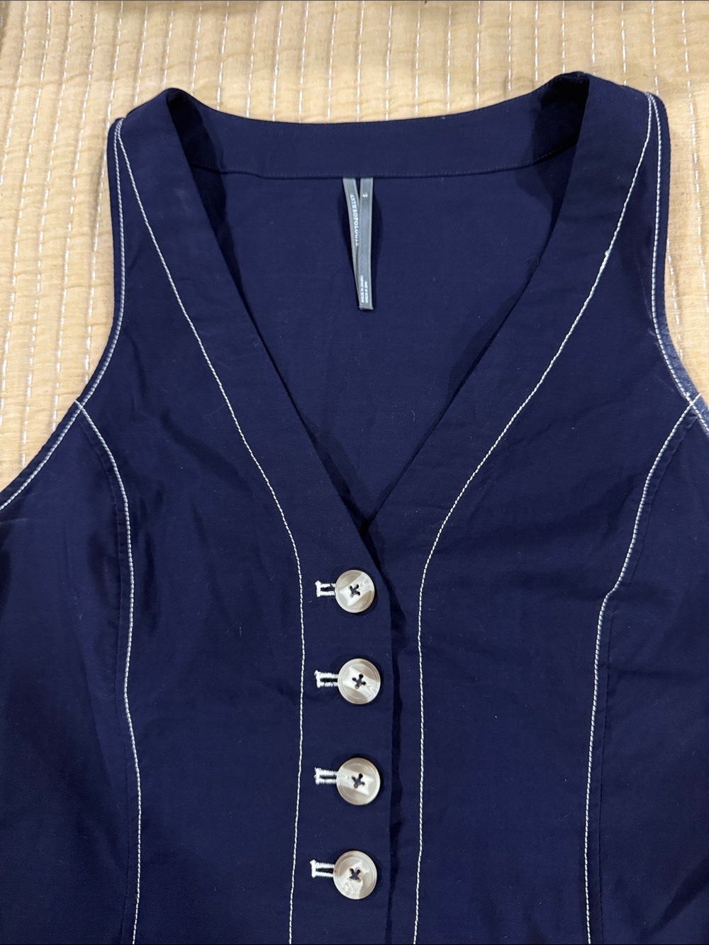 Anthropologie Deep Navy Button-Front Camisole Vest